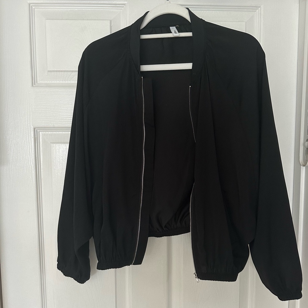 Black Zip Up Lightweight Jacket